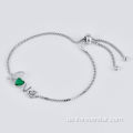 Heißer Verkauf Schmuck S925 Silber einstellbares Armband Smaragde